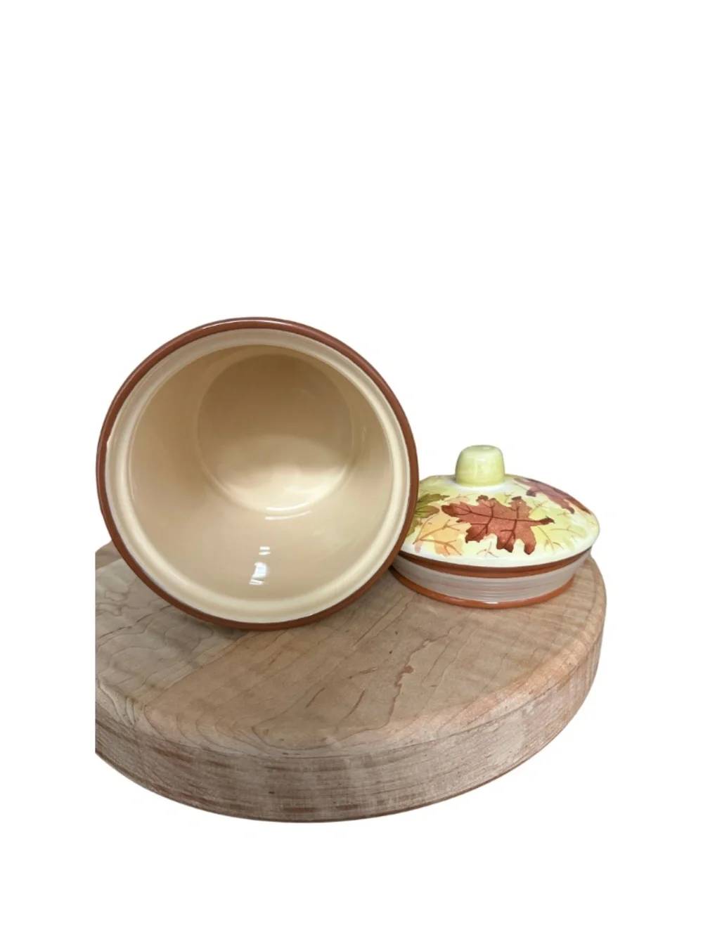 Pier 1 Imports Autumn Leaf Stoneware Canister with Lid